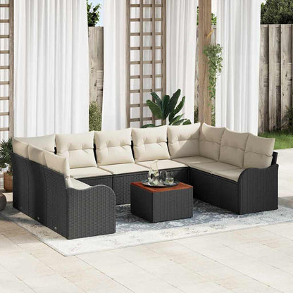 Gartensofa-set 10 stk. Schwarz Poly-Rattan
