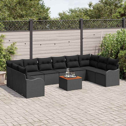 Gartensofa-set 11 stk. Schwarz Poly-Rattan