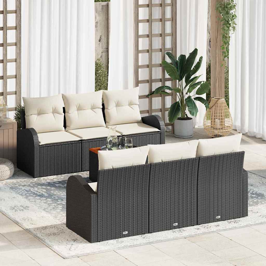 Gartensofa-set 7 stk. Schwarz Poly-Rattan