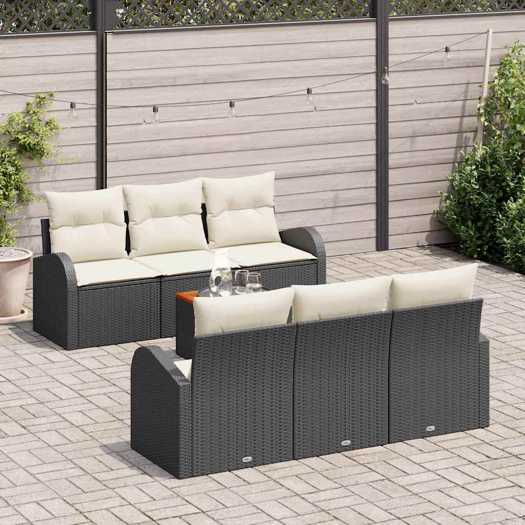 Gartensofa-set 7 stk. Schwarz Poly-Rattan