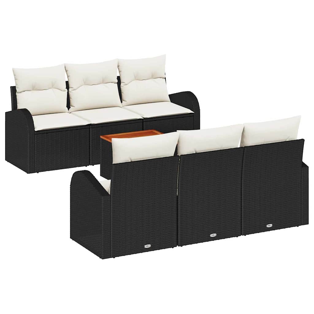 Gartensofa-set 7 stk. Schwarz Poly-Rattan