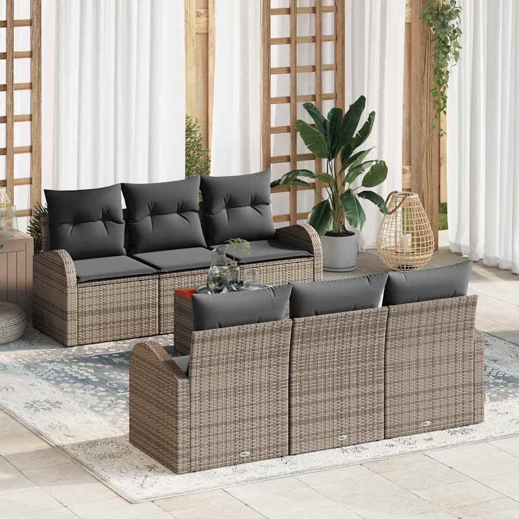 Gartensofa-set 7 stk. Grau Poly-Rattan
