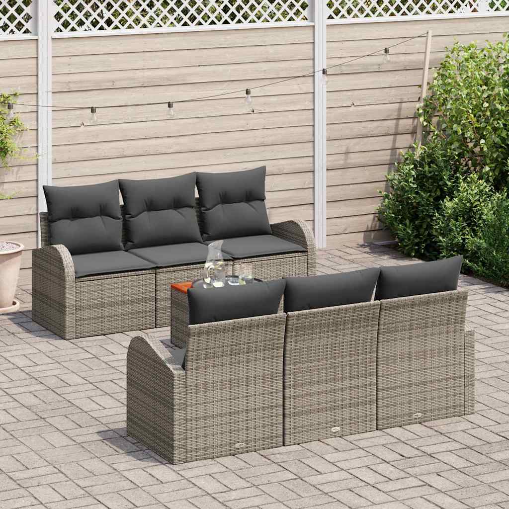 Gartensofa-set 7 stk. Grau Poly-Rattan