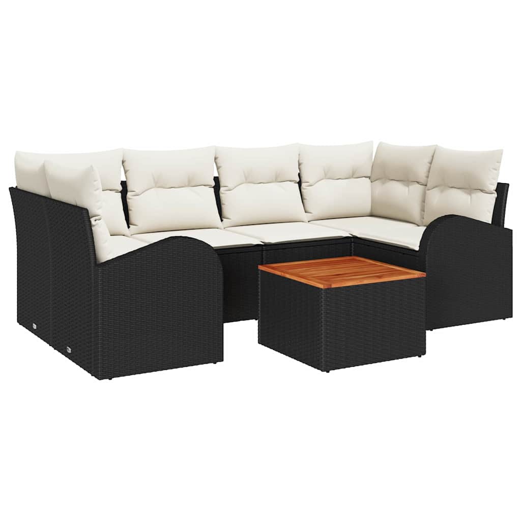 Gartensofa-set 7 stk. Schwarz Poly-Rattan