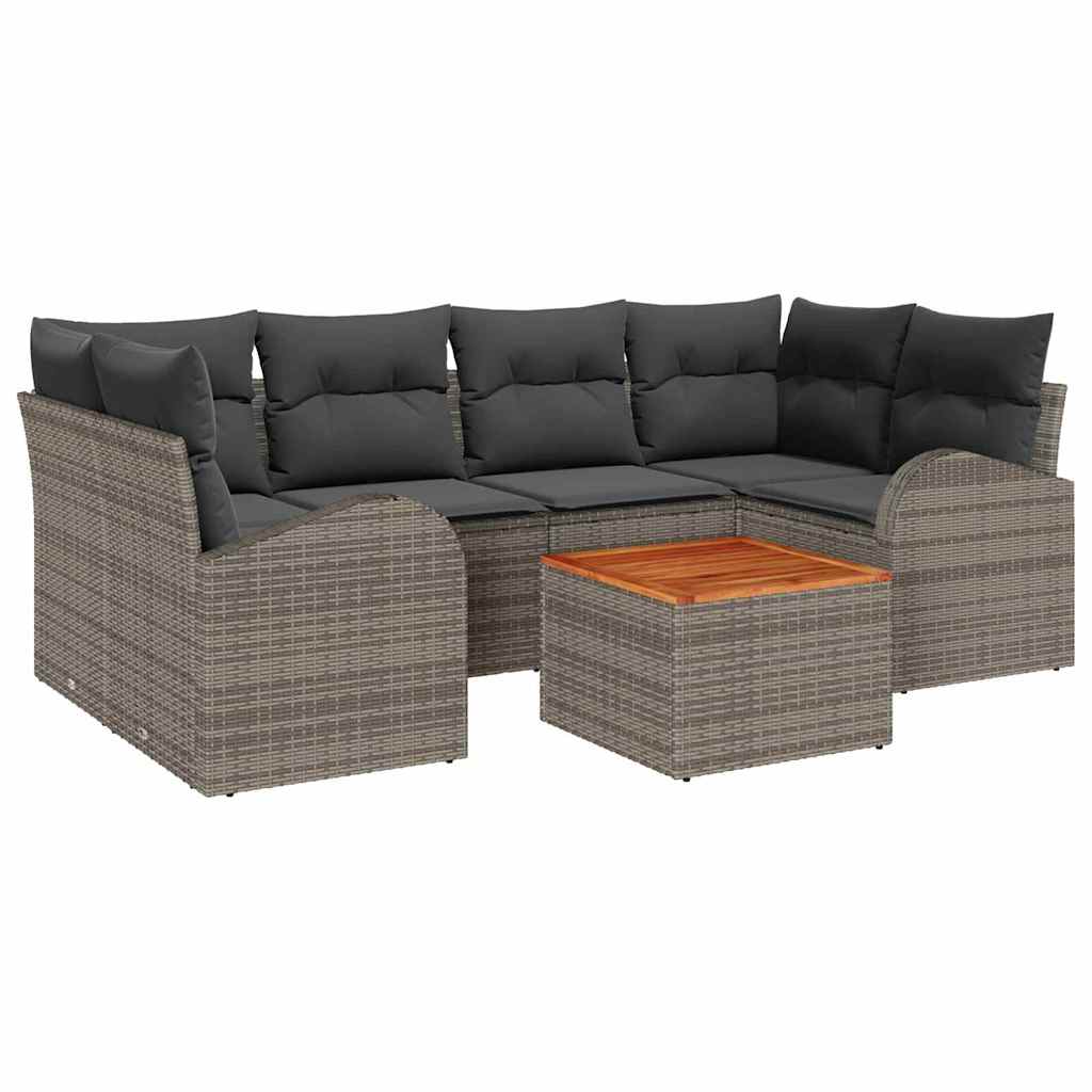 Gartensofa-set 7 stk. Grau Poly-Rattan