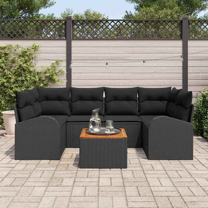 Gartensofa-set 7 stk. Schwarz Poly-Rattan