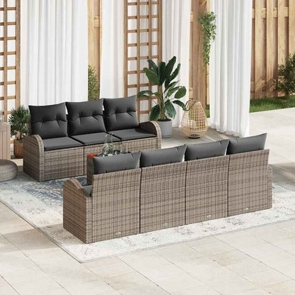 Gartensofa-set 8 stk. Grau Poly-Rattan