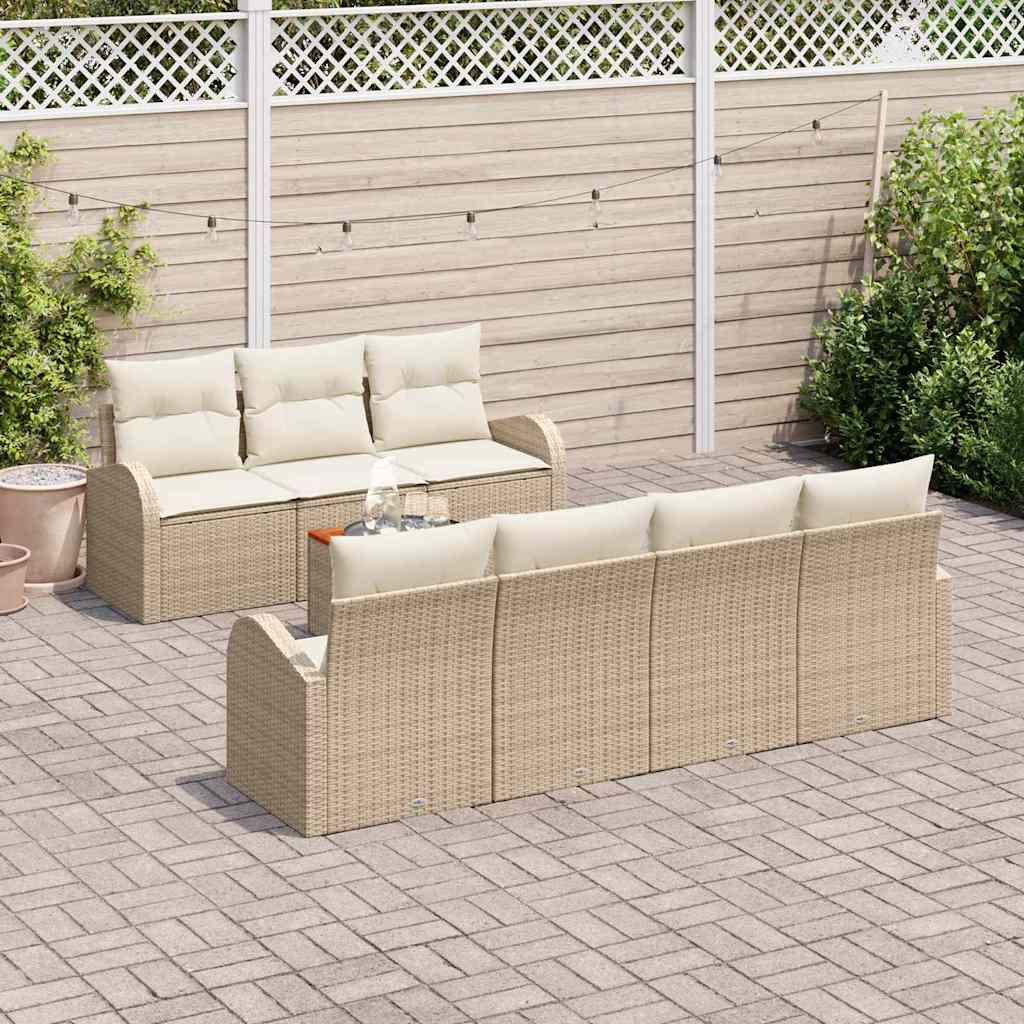 Gartensofa-set 8 stk. Beige Poly-Rattan
