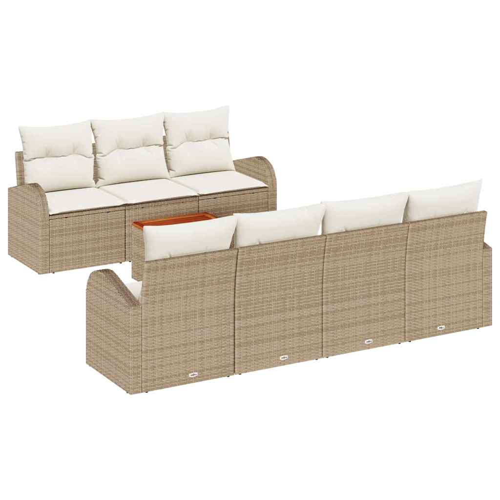Gartensofa-set 8 stk. Beige Poly-Rattan