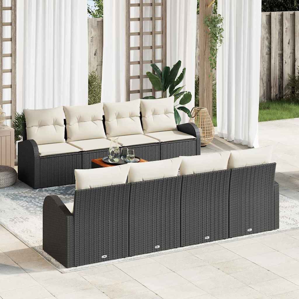 Gartensofa-set 9 stk. Schwarz Poly-Rattan