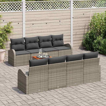 Gartensofa-set 9 stk. Grau Poly-Rattan