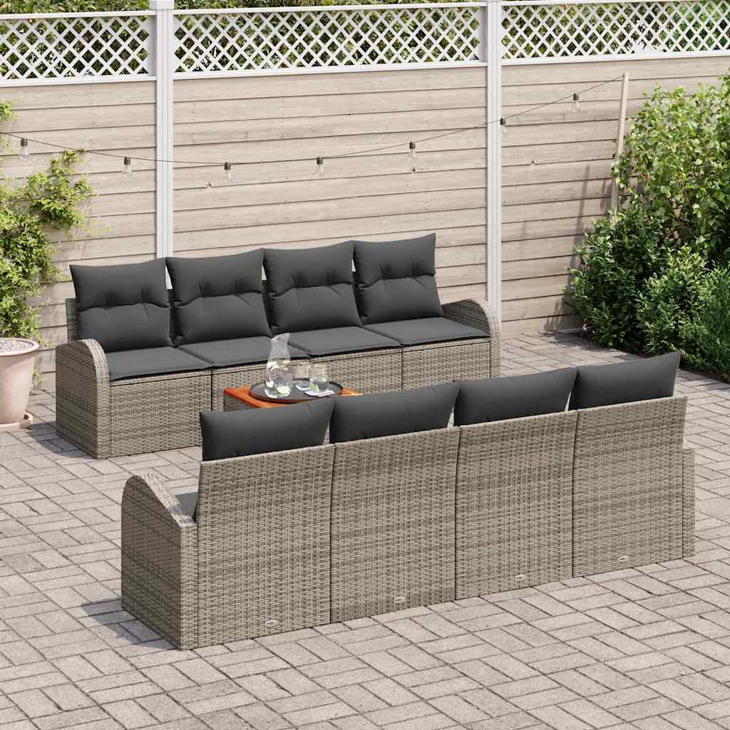 Gartensofa-set 9 Stk. Grau Poly-Rattan