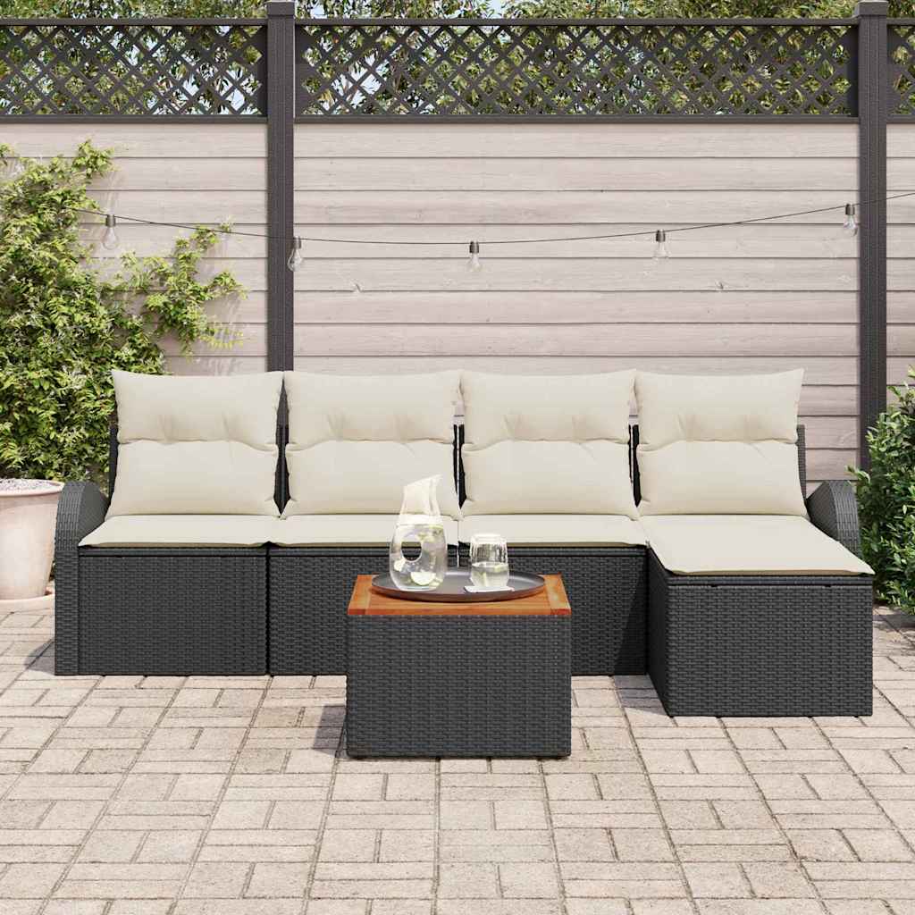 Gartensofa-set 6 stk. Schwarz Poly-Rattan