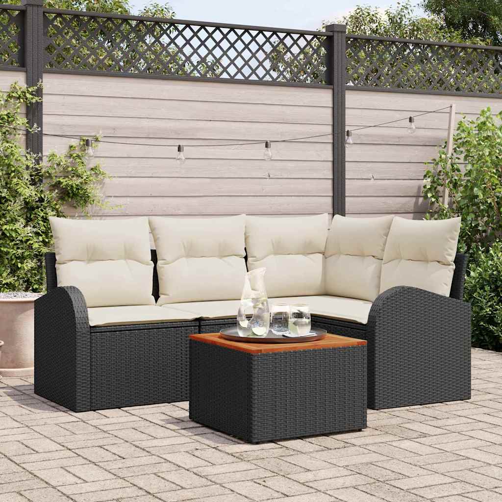 Gartensofa-set 5 stk. Schwarz Poly-Rattan