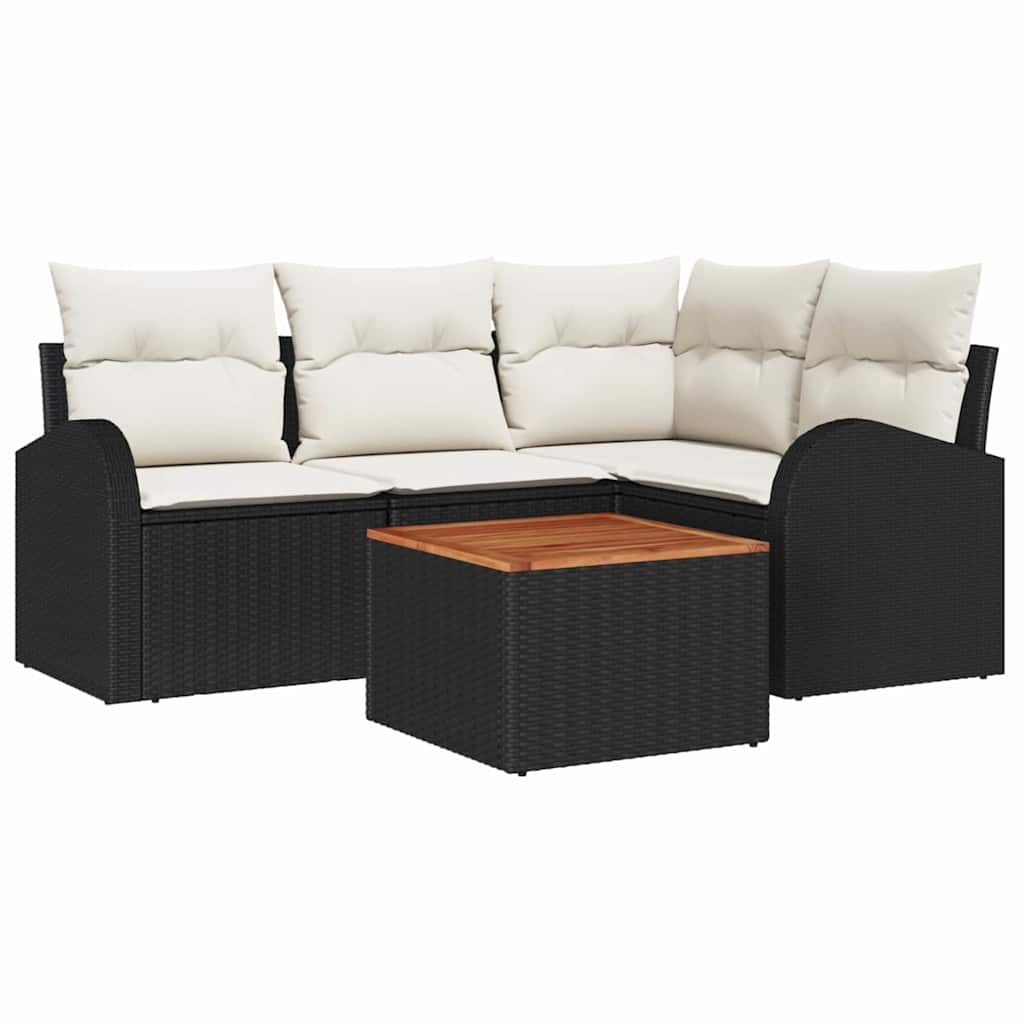 Gartensofa-set 5 stk. Schwarz Poly-Rattan