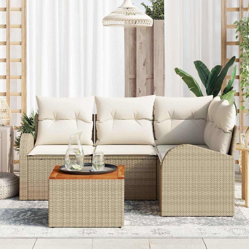 Gartensofa-set 5 stk. Beige Poly-Rattan