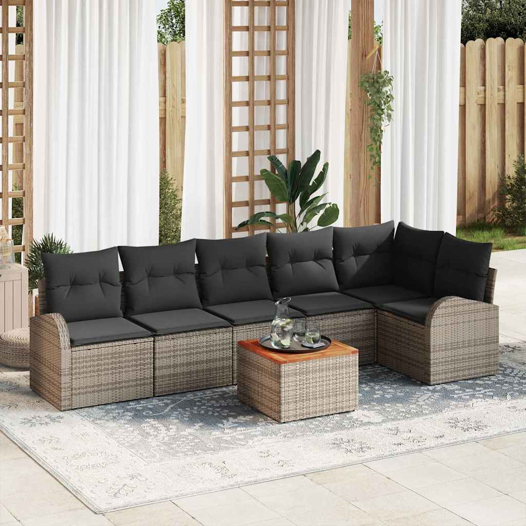 Gartensofa-set 7 stk. Grau Poly-Rattan