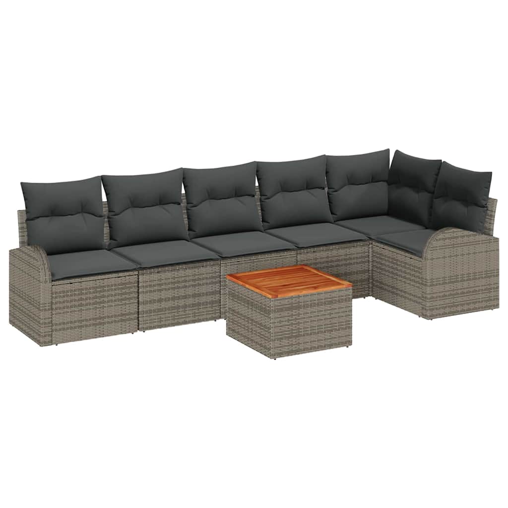 Gartensofa-set 7 stk. Grau Poly-Rattan