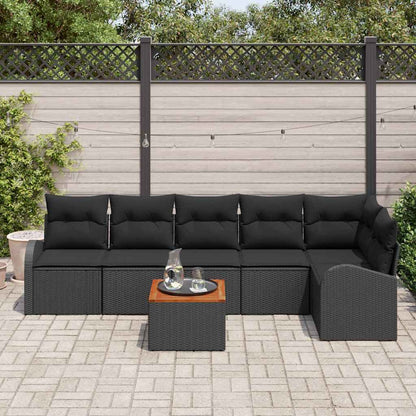 Gartensofa-set 7 stk. Schwarz Poly-Rattan