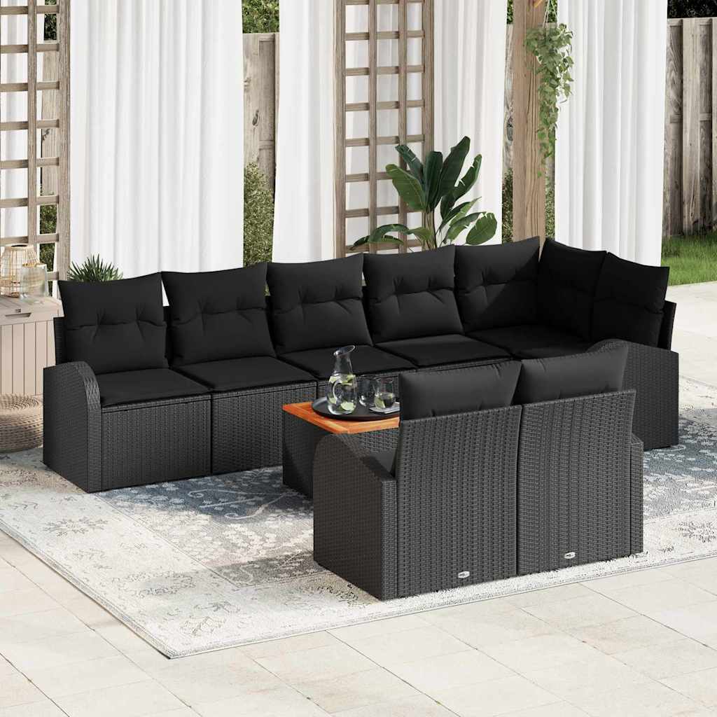 Gartensofa-set 9 Stk. Schwarz Poly-Rattan