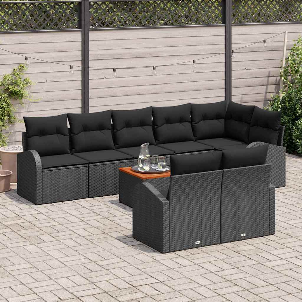 Gartensofa-set 9 Stk. Schwarz Poly-Rattan