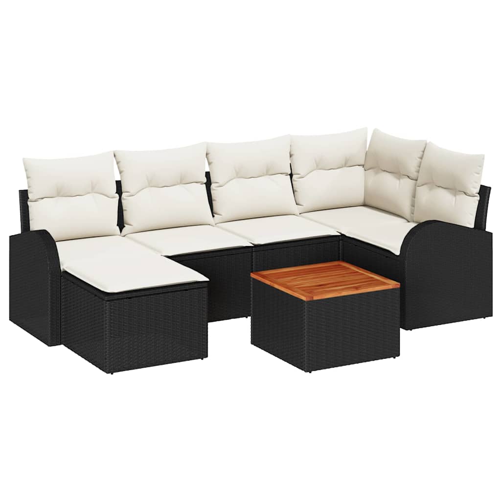 Gartensofa-set 7 stk. Schwarz Poly-Rattan