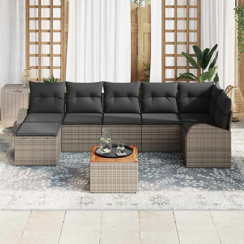 Gartensofa-set 8 stk. Grau Poly-Rattan