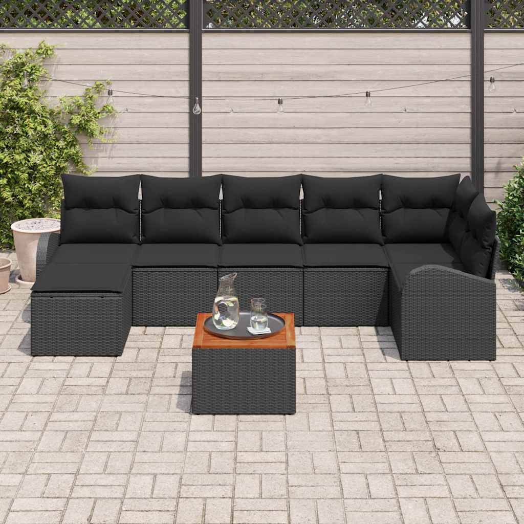 Gartensofa-set 8 stk. Schwarz Poly-Rattan