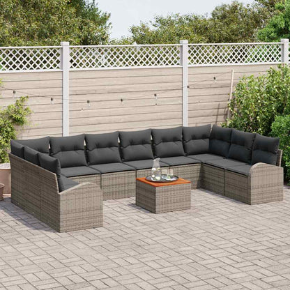 Gartensofa-set 11 stk. Grau Poly-Rattan