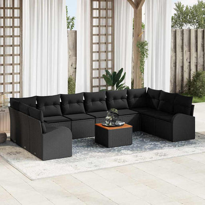 Gartensofa-set 11 stk. Schwarz Poly-Rattan