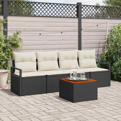 Gartensofa-set 5 stk. Schwarz Poly-Rattan