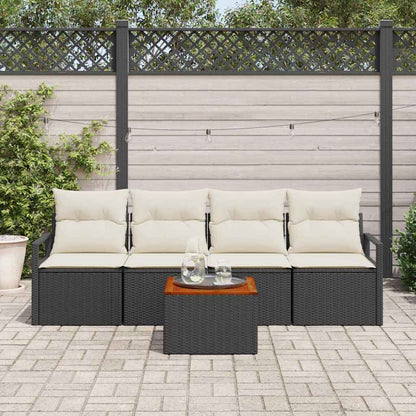 Gartensofa-set 5 stk. Schwarz Poly-Rattan
