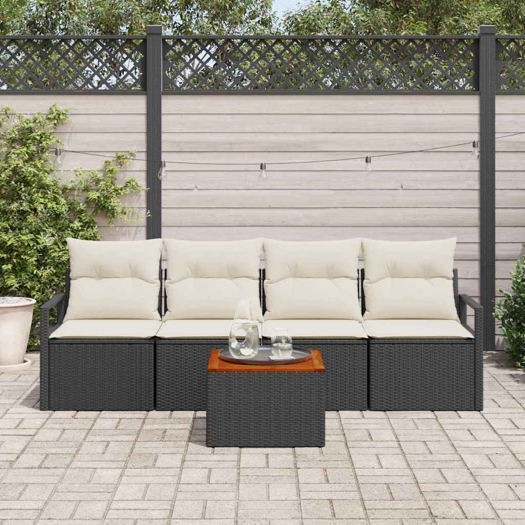 Gartensofa-set 5 Stk. Schwarz Poly-Rattan