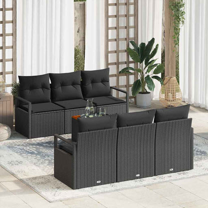 Gartensofa-set 7 stk. Schwarz Poly-Rattan