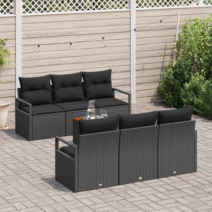 Gartensofa-set 7 stk. Schwarz Poly-Rattan