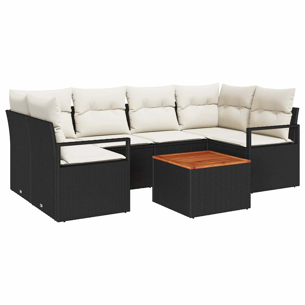 Gartensofa-set 7 Stk. Schwarz Poly-Rattan