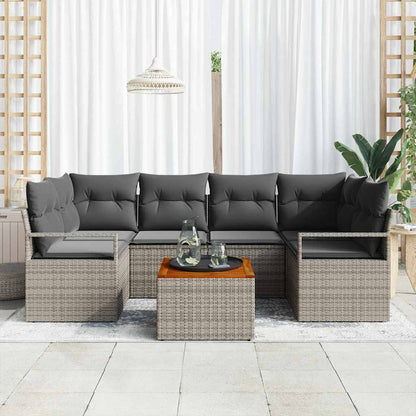 Gartensofa-set 7 stk. Grau Poly-Rattan