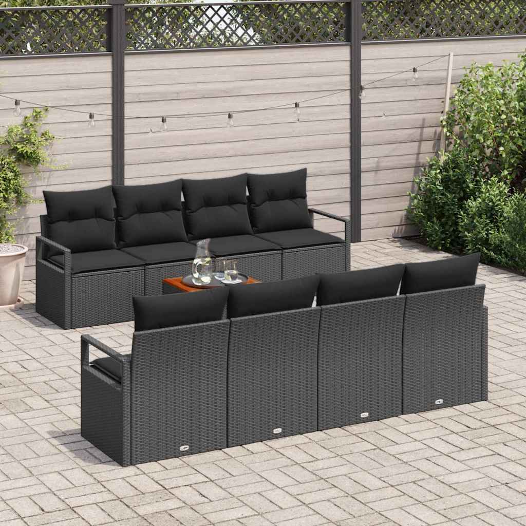 Gartensofa-set 9 stk. Schwarz Poly-Rattan