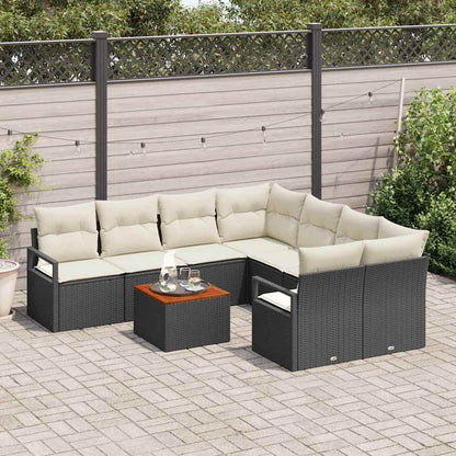 Gartensofa-set 9 stk. Schwarz Poly-Rattan