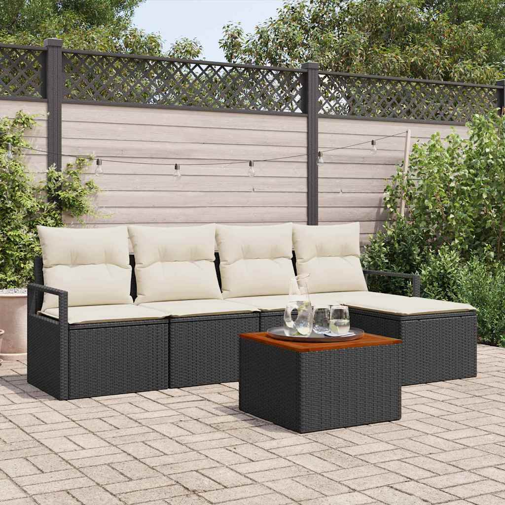 Gartensofa-set 6 stk. Schwarz Poly-Rattan