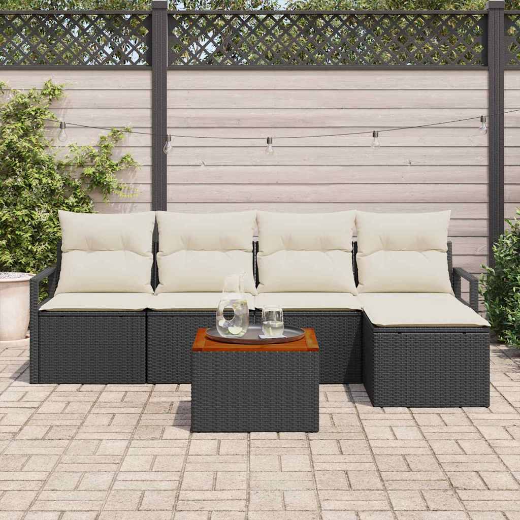 Gartensofa-set 6 stk. Schwarz Poly-Rattan