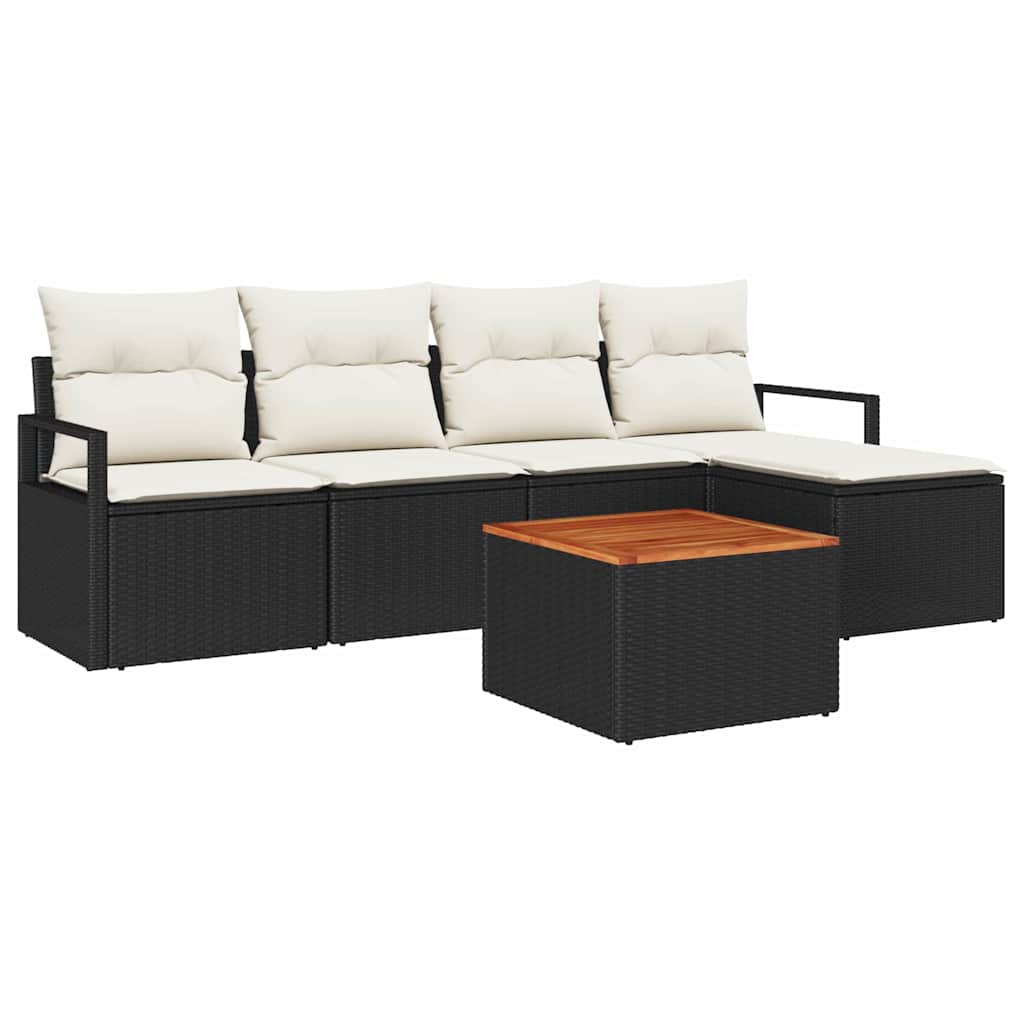 Gartensofa-set 6 stk. Schwarz Poly-Rattan
