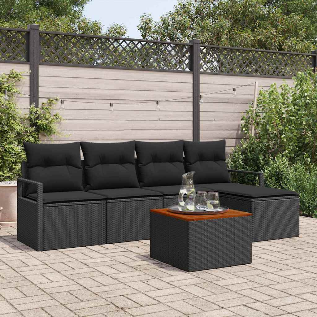 Gartensofa-set 6 stk. Schwarz Poly-Rattan