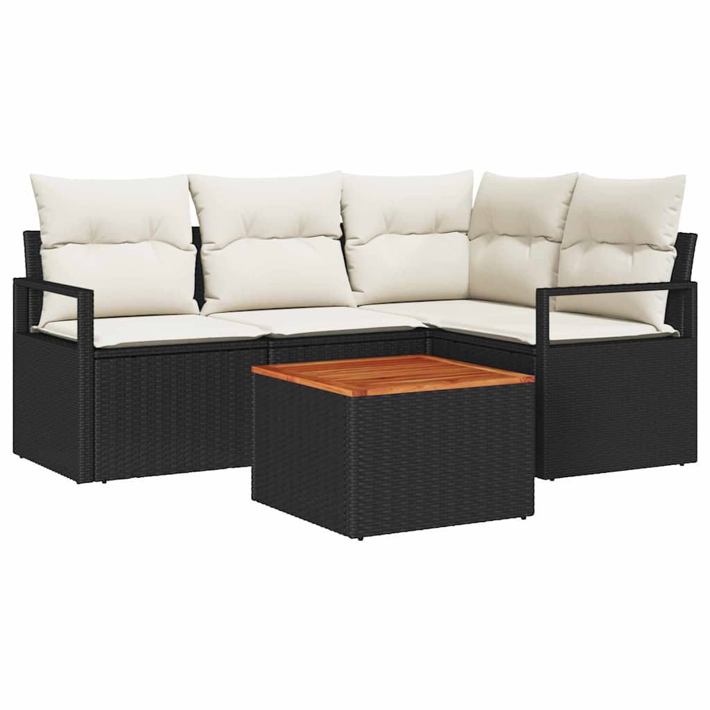 Gartensofa-set 5 stk. Schwarz Poly-Rattan