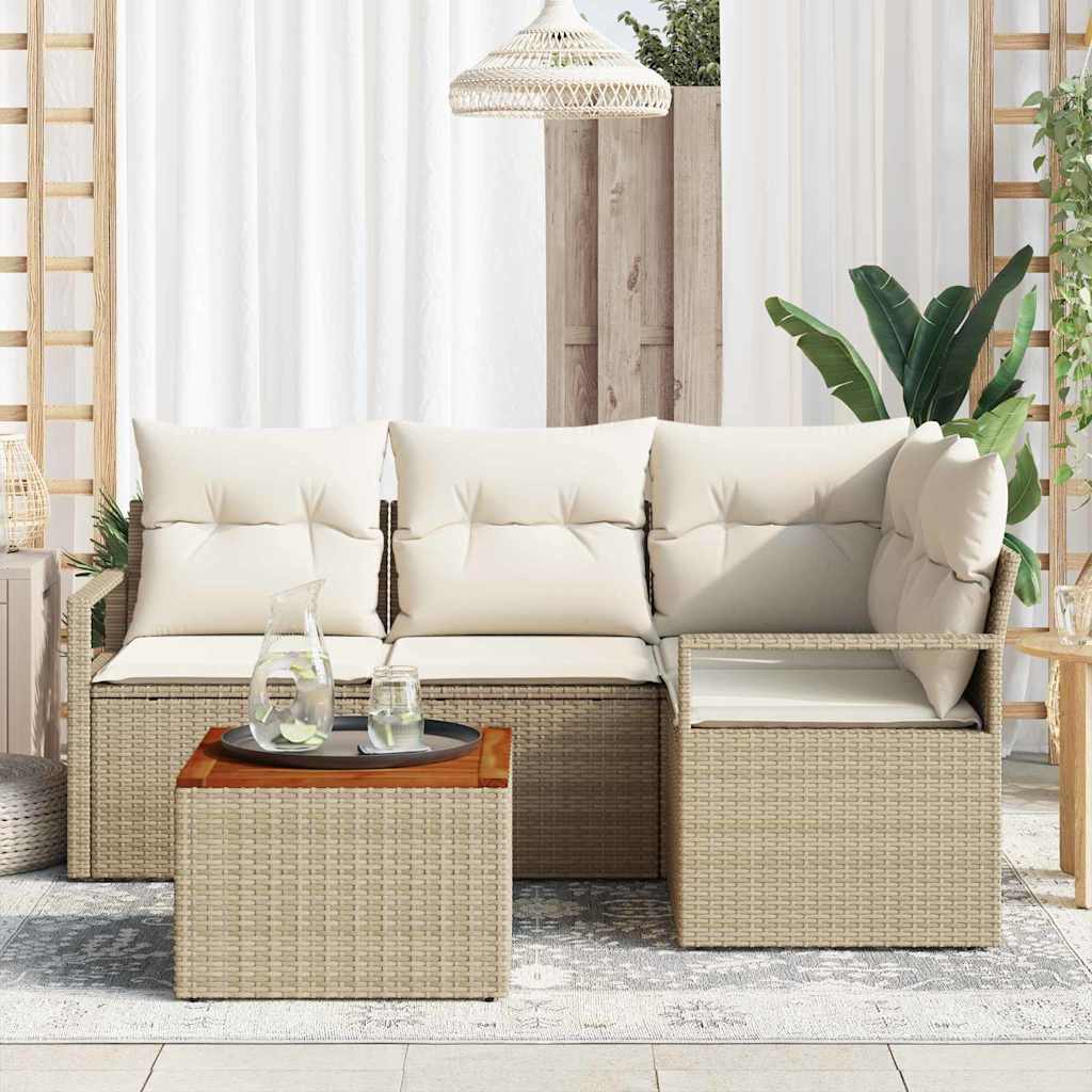Gartensofa-set 5 stk. Beige Poly-Rattan
