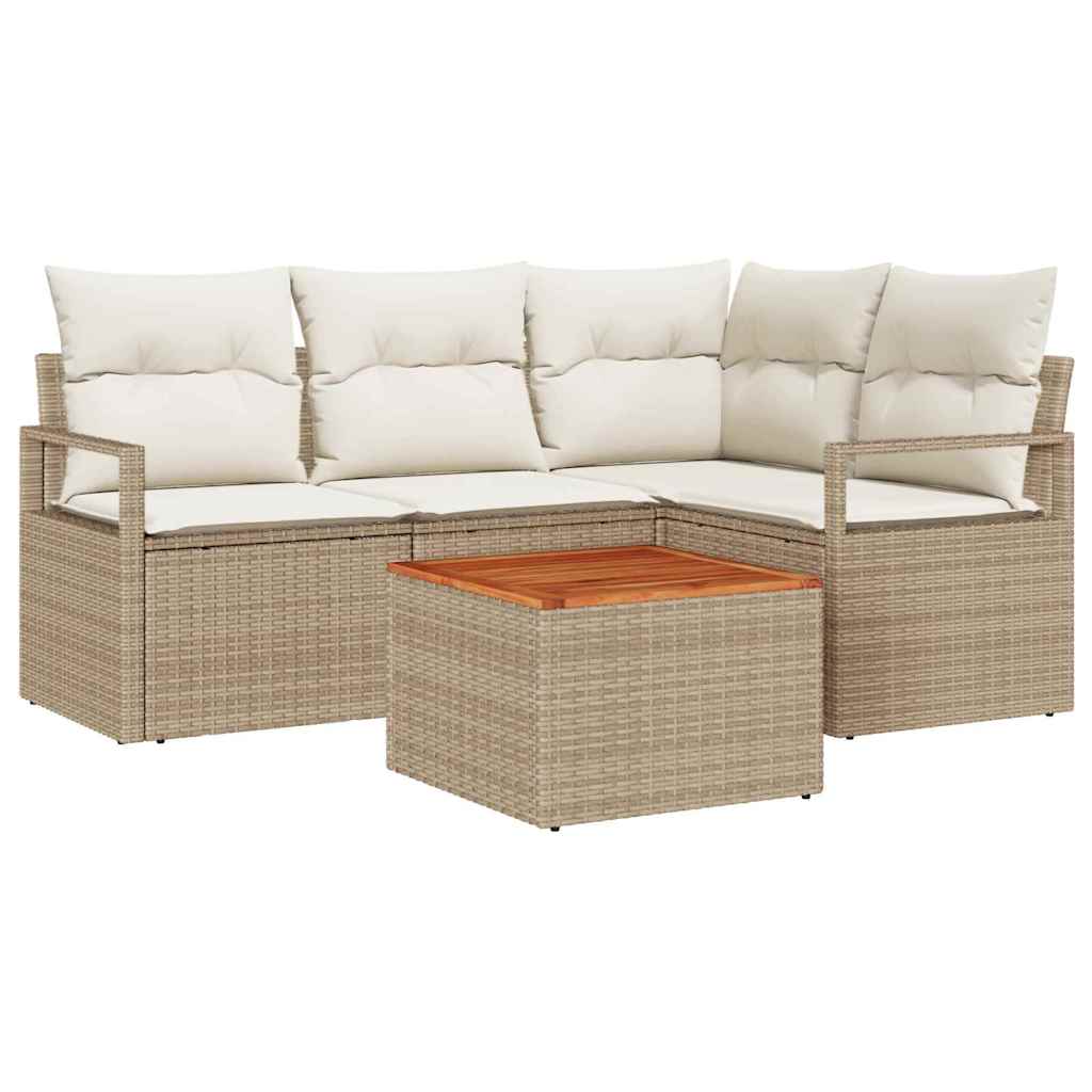 Gartensofa-set 5 stk. Beige Poly-Rattan