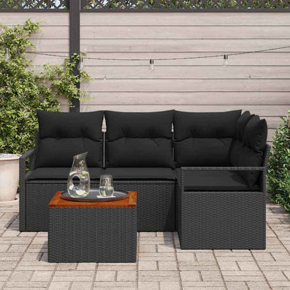 Gartensofa-set 5 stk. Schwarz Poly-Rattan