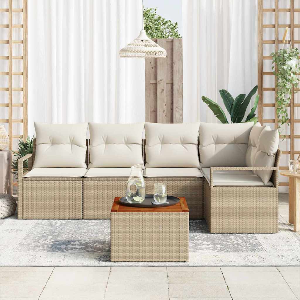 Gartensofa-set 6 stk. Beige Poly-Rattan