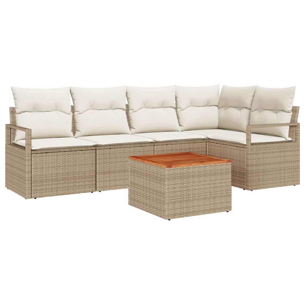 Gartensofa-set 6 stk. Beige Poly-Rattan