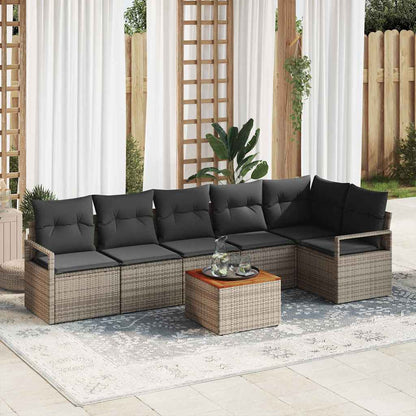Gartensofa-set 7 stk. Grau Poly-Rattan